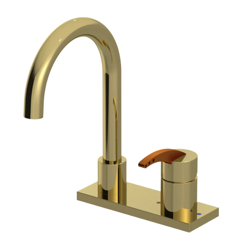 Rubinet 4" Centre Single Control Lav. Set. (less drain) Natural Brass