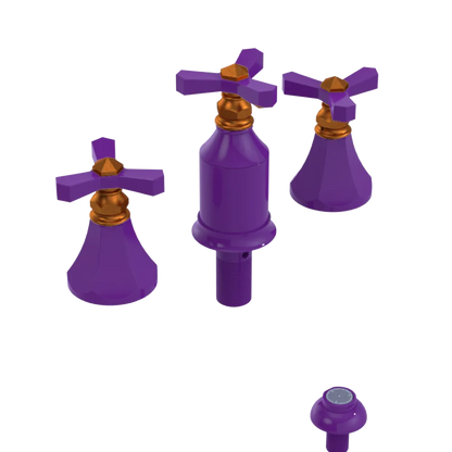 Rubinet Bidet Fitting with Spray, Diverter, and Vacum Breaker (Less Drain) Purple Haze