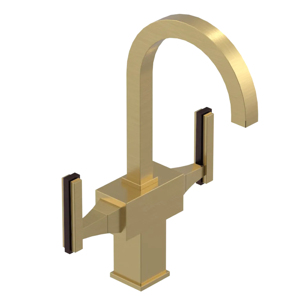 Rubinet Single Hole Dual Handle Lav. Set. (less drain) Satin Gold