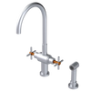 Rubinet Two Handle Single Hole Kitchen Set with LaSalle Spout with Hand Spray Satin Chrome