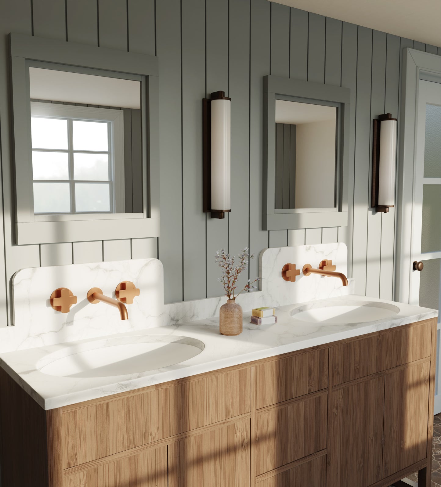 Baril Two handles wall-mounted lavatory faucet (without handle), drain not included