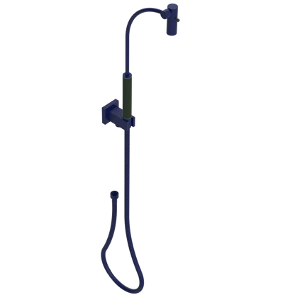 Rubinet Hand Held Shower Bidet with Extended Reach & Dual Function Spray Including Wall Bracket with Supply & Hose (Square) Midnight Blue