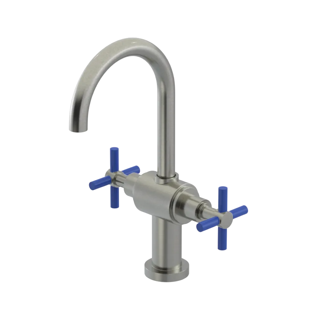 Rubinet Single Hole Dual Handle Lav. Set with LaSalle Spout (less drain) Satin Nickel