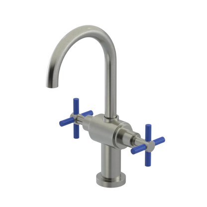 Rubinet Single Hole Dual Handle Lav. Set with LaSalle Spout (less drain) Satin Nickel