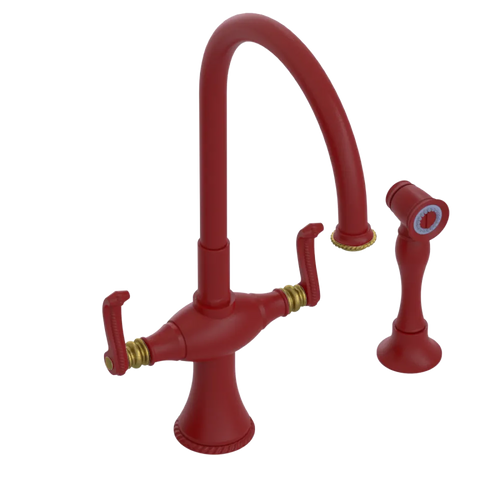 Rubinet Two Handle Single Hole Kitchen Set with Hand Spray Maroon