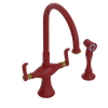 Rubinet Two Handle Single Hole Kitchen Set with Hand Spray Maroon