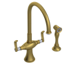 Rubinet Two Handle Single Hole Kitchen Set with Hand Spray Antique Brass Matt