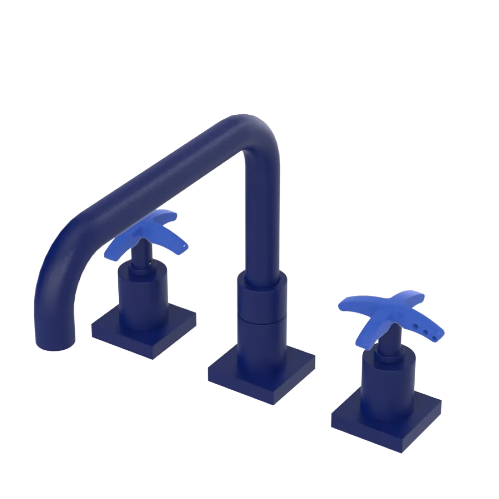 Rubinet Widespread Kitchen Set with Genesis Spout Midnight Blue