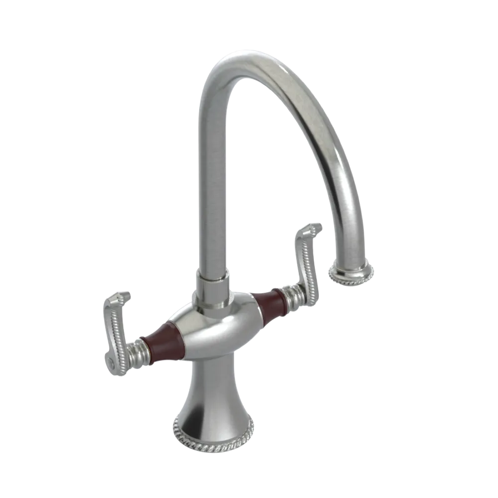 Rubinet Two Handle Single Hole Kitchen Set Satin Nickel