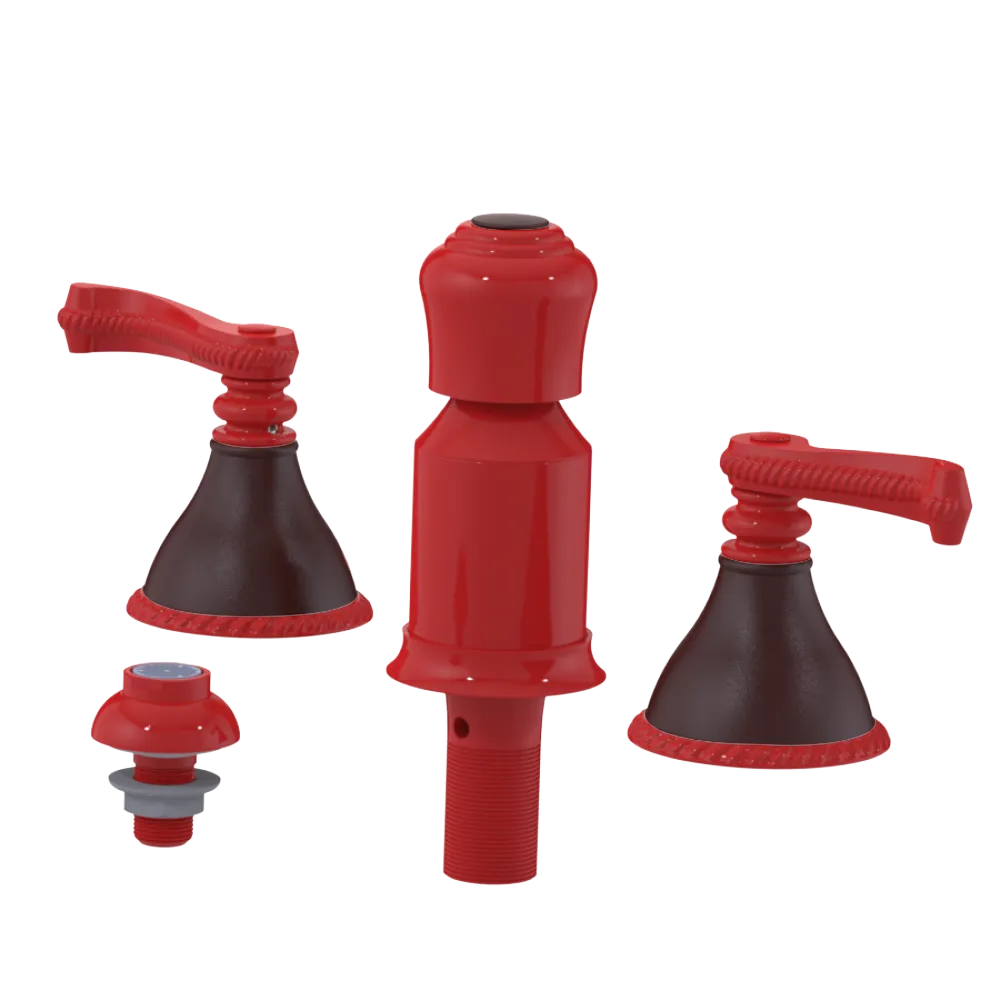 Rubinet Bidet Fitting with Spray, Diverter, and Vacum Breaker (Less Drain) Red