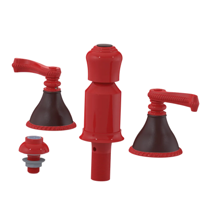 Rubinet Bidet Fitting with Spray, Diverter, and Vacum Breaker (Less Drain) Red