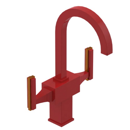 Rubinet Single Hole Dual Handle Lav. Set. (less drain) Red