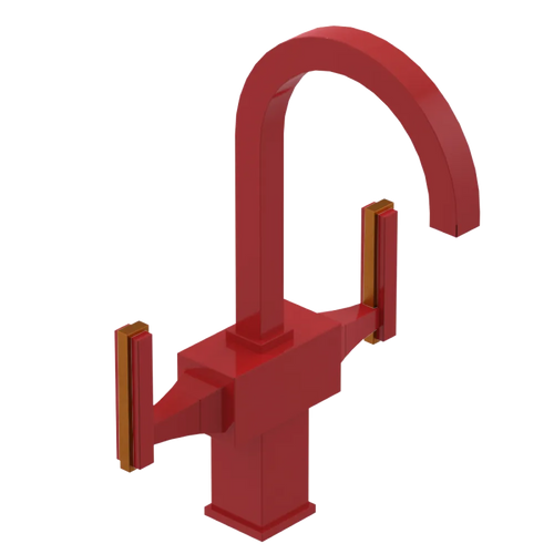 Rubinet Single Hole Dual Handle Lav. Set. (less drain) Red