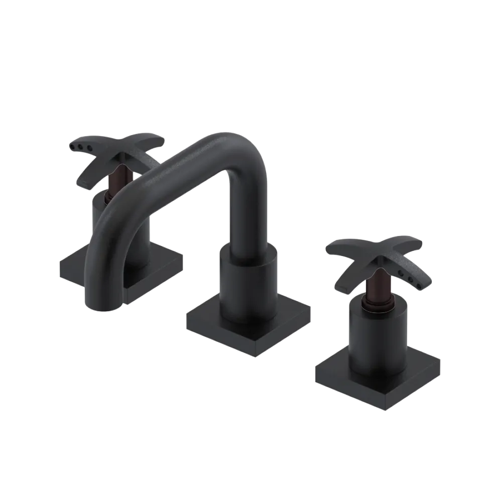 Rubinet Widespread Lav. Set. with Genesis spout (less drain) Matt Black