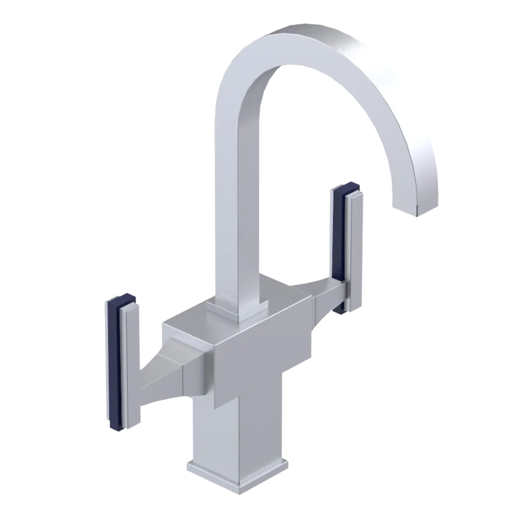 Rubinet Single Hole Dual Handle Lav. Set. (less drain) Satin Chrome