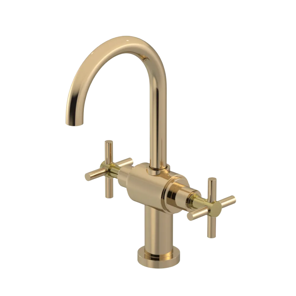 Rubinet Single Hole Dual Handle Lav. Set with LaSalle Spout (less drain) Gold