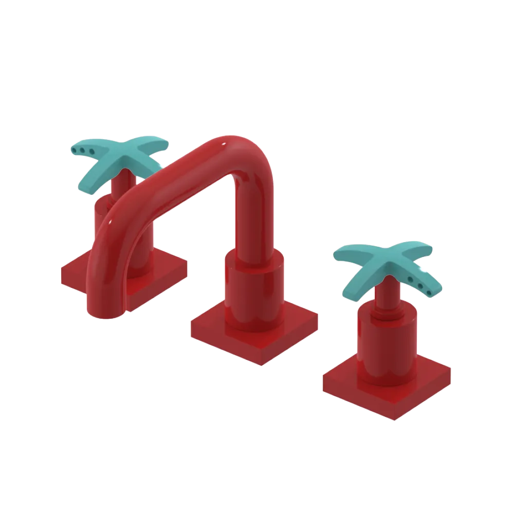Rubinet Widespread Lav. Set. with Genesis spout (less drain) Red
