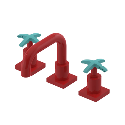 Rubinet Widespread Lav. Set. with Genesis spout (less drain) Red