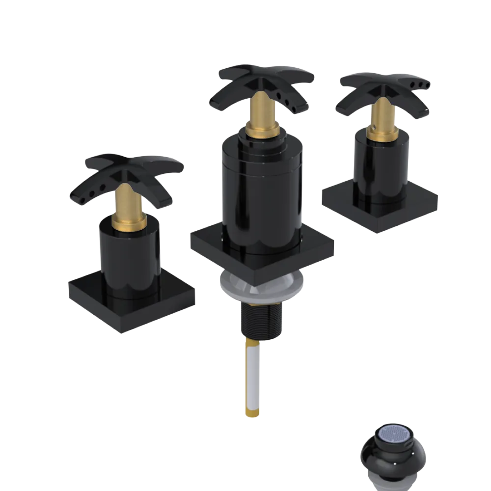 Rubinet Bidet Fitting with Spray, Diverter, and Vacuum Breaker (less drain) Black