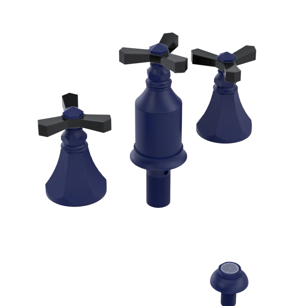 Rubinet Bidet Fitting with Spray, Diverter, and Vacum Breaker (Less Drain) Midnight Blue
