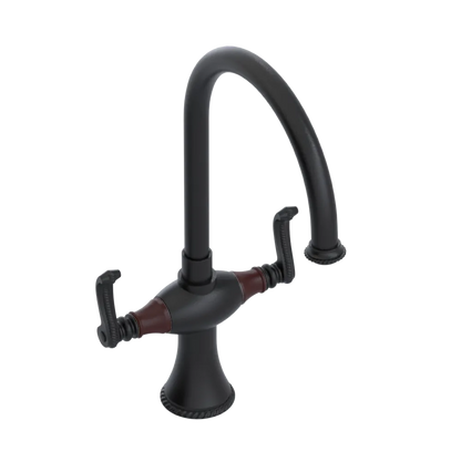 Rubinet Two Handle Single Hole Kitchen Set Matt Black