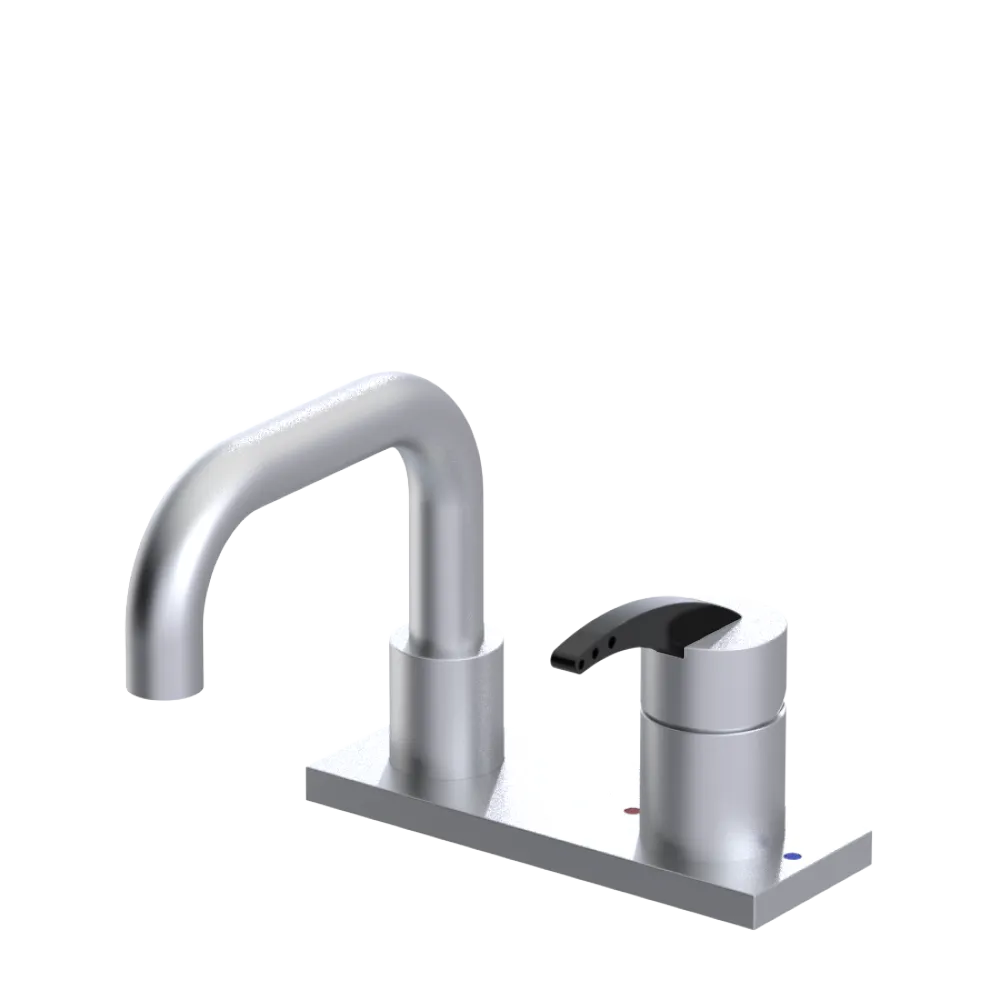 Rubinet 4" Centre Single Control Lav. Set. with Genesis spout (less drain) Satin Chrome