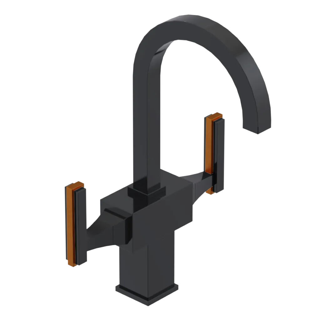 Rubinet Single Hole Dual Handle Lav. Set. (less drain) Black