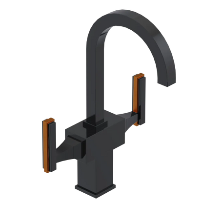 Rubinet Single Hole Dual Handle Lav. Set. (less drain) Black