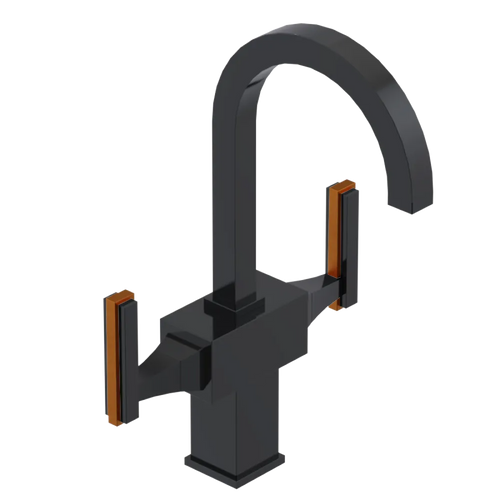 Rubinet Single Hole Dual Handle Lav. Set. (less drain) Black