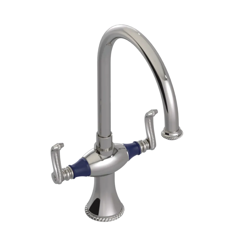 Rubinet Two Handle Single Hole Kitchen Set Polished Nickel