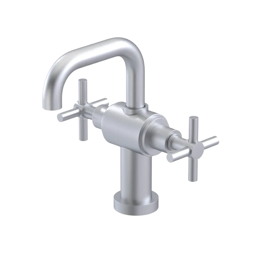 Rubinet Single Hole Dual Handle Lav. Set. (less drain) Satin Chrome