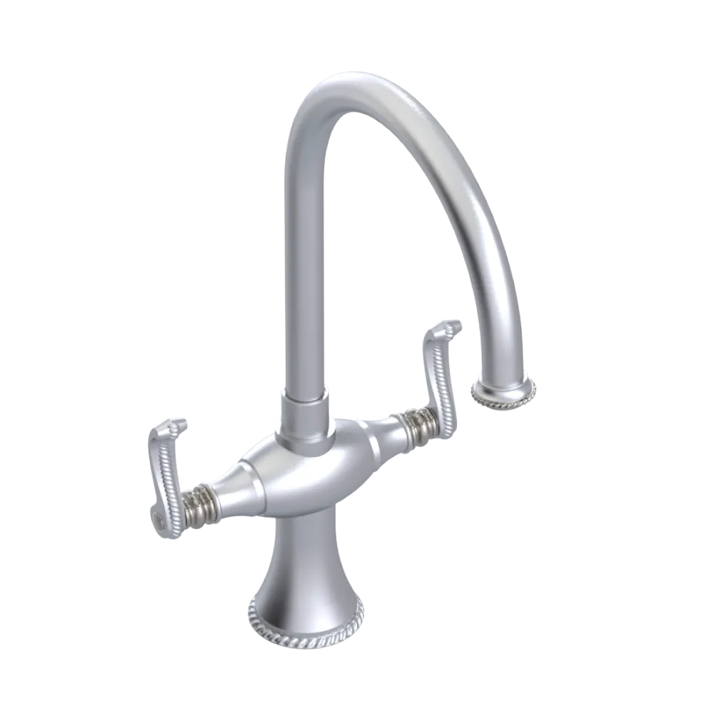 Rubinet Two Handle Single Hole Kitchen Set Satin Chrome
