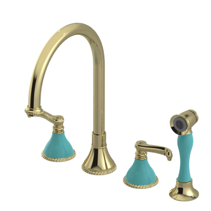 Rubinet Widespread Kitchen Set with Hand Spray Gold