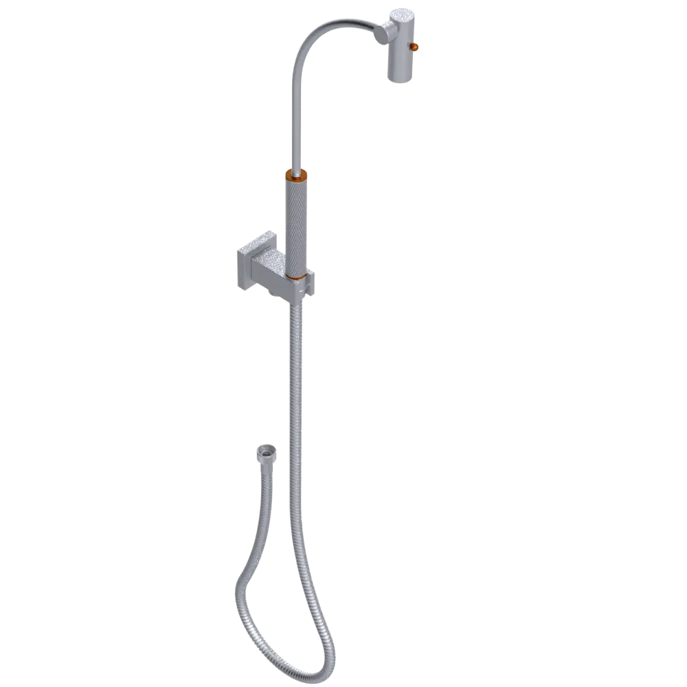 Rubinet Hand Held Shower Bidet with Extended Reach & Dual Function Spray Including Wall Bracket with Supply & Hose (Square) Satin Chrome