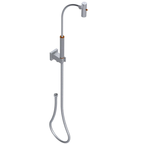 Rubinet Hand Held Shower Bidet with Extended Reach & Dual Function Spray Including Wall Bracket with Supply & Hose (Square) Satin Chrome