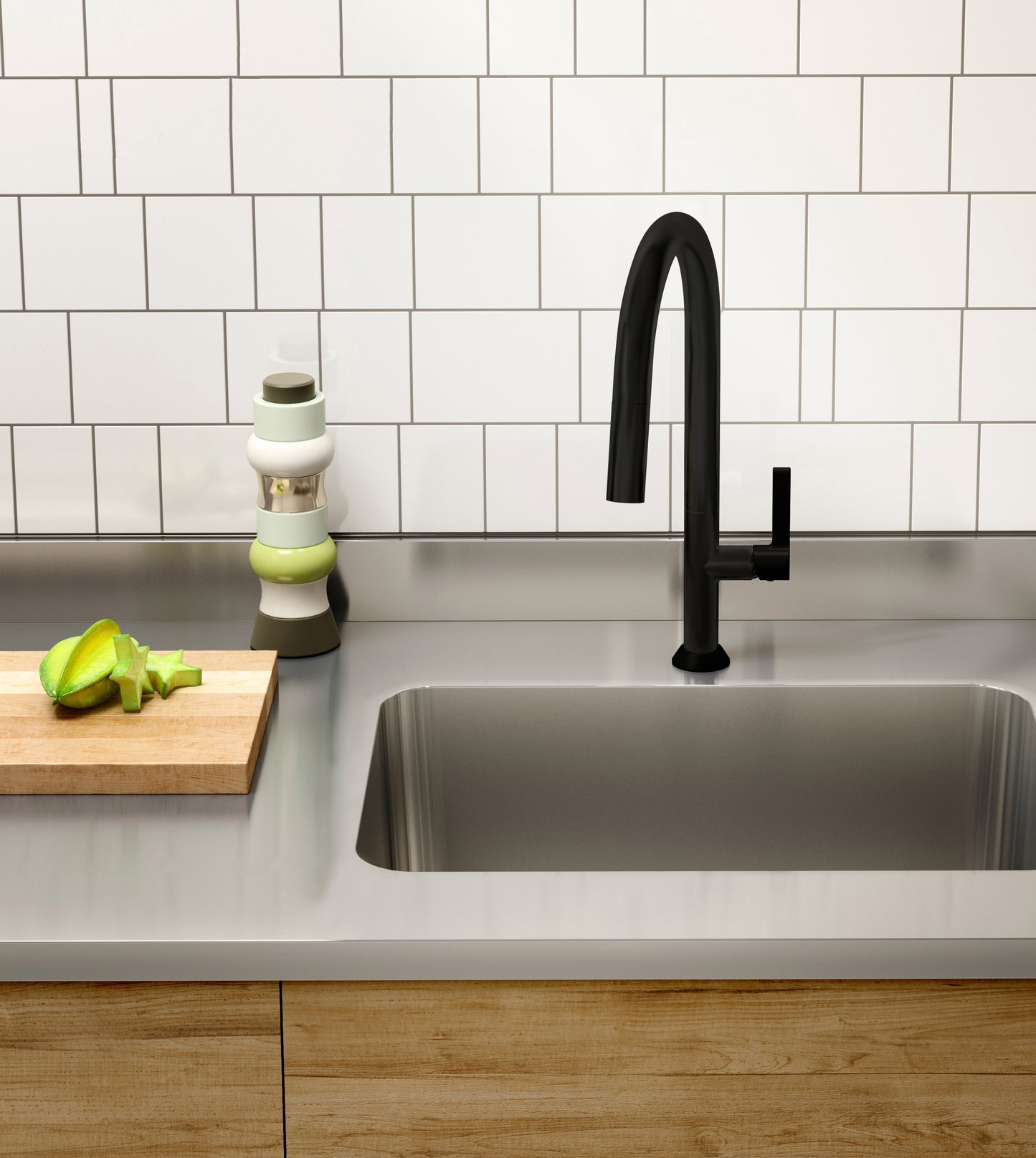 Baril High single-hole kitchen faucet with 2-function pull-down spray