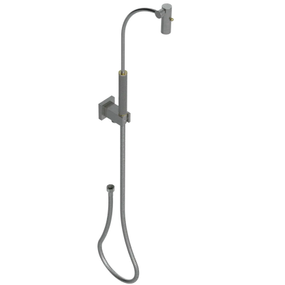 Rubinet Hand Held Shower Bidet with Extended Reach & Dual Function Spray Including Wall Bracket with Supply & Hose (Square) Satin Nickel