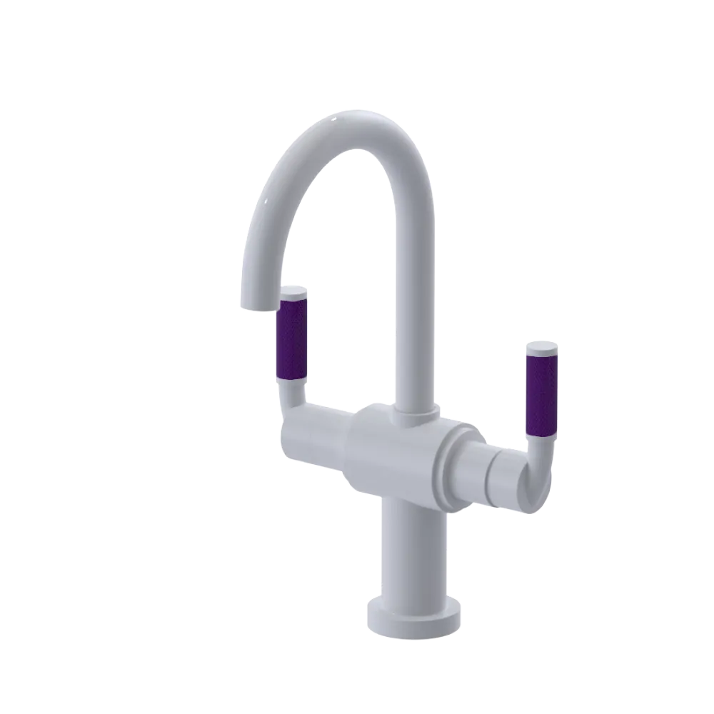 Rubinet Single Hole Dual Handle Lav. Set. (less drain) White
