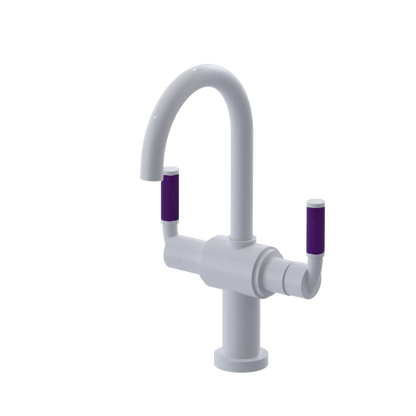 Rubinet Single Hole Dual Handle Lav. Set. (less drain) White