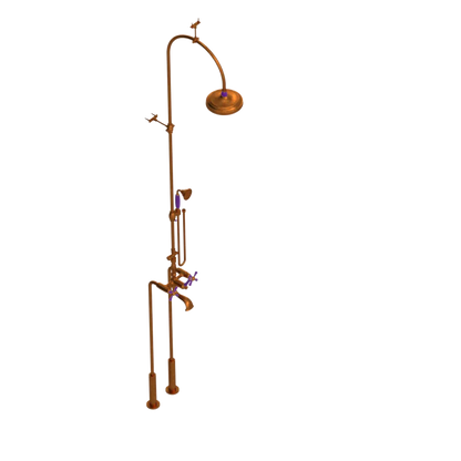 Rubinet Floor Mount Tub & Shower with hand held shower Antique Copper Matt