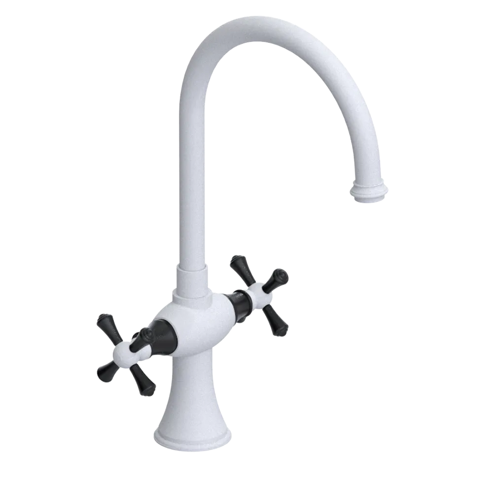 Rubinet Two Handle Single Hole Kitchen Set Matt White