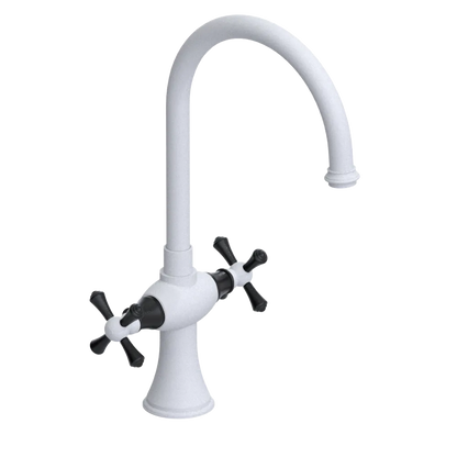 Rubinet Two Handle Single Hole Kitchen Set Matt White