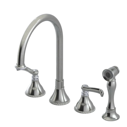 Rubinet Widespread Kitchen Set with Hand Spray Satin Nickel