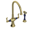 Rubinet Two Handle Single Hole Kitchen Set with Hand Spray Natural Brass