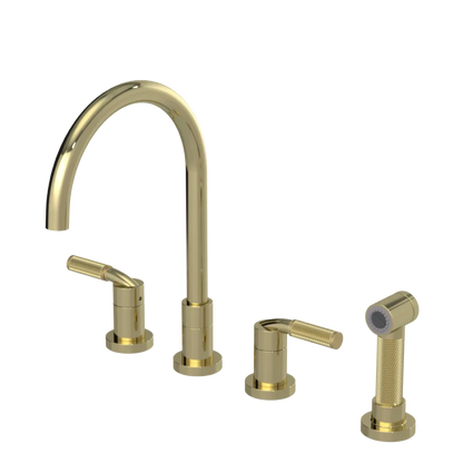 Rubinet Widespread Kitchen Set with Hand Spray Gold