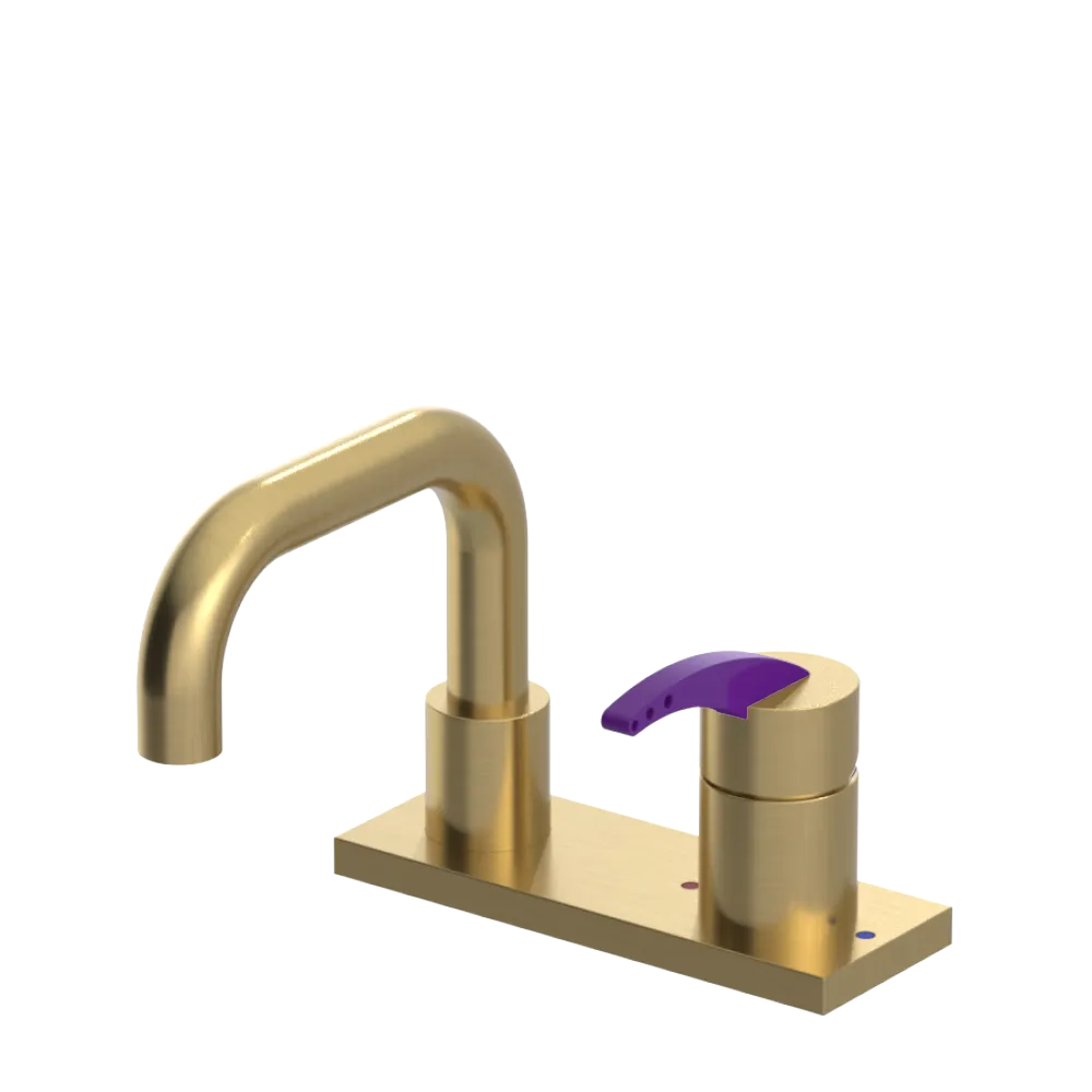 Rubinet 4" Centre Single Control Lav. Set. with Genesis spout (less drain) Satin Brass