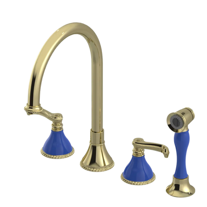 Rubinet Widespread Kitchen Set with Hand Spray Gold