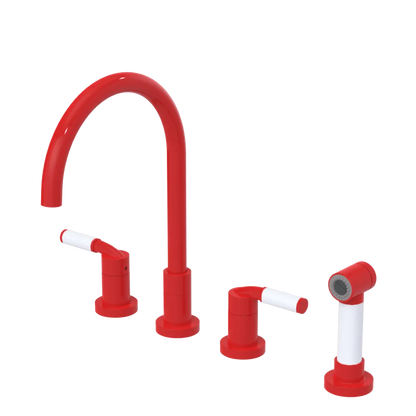 Rubinet Widespread Kitchen Set with Hand Spray Red