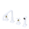 Rubinet Widespread Kitchen Set with Genesis Spout with Hand Spray White