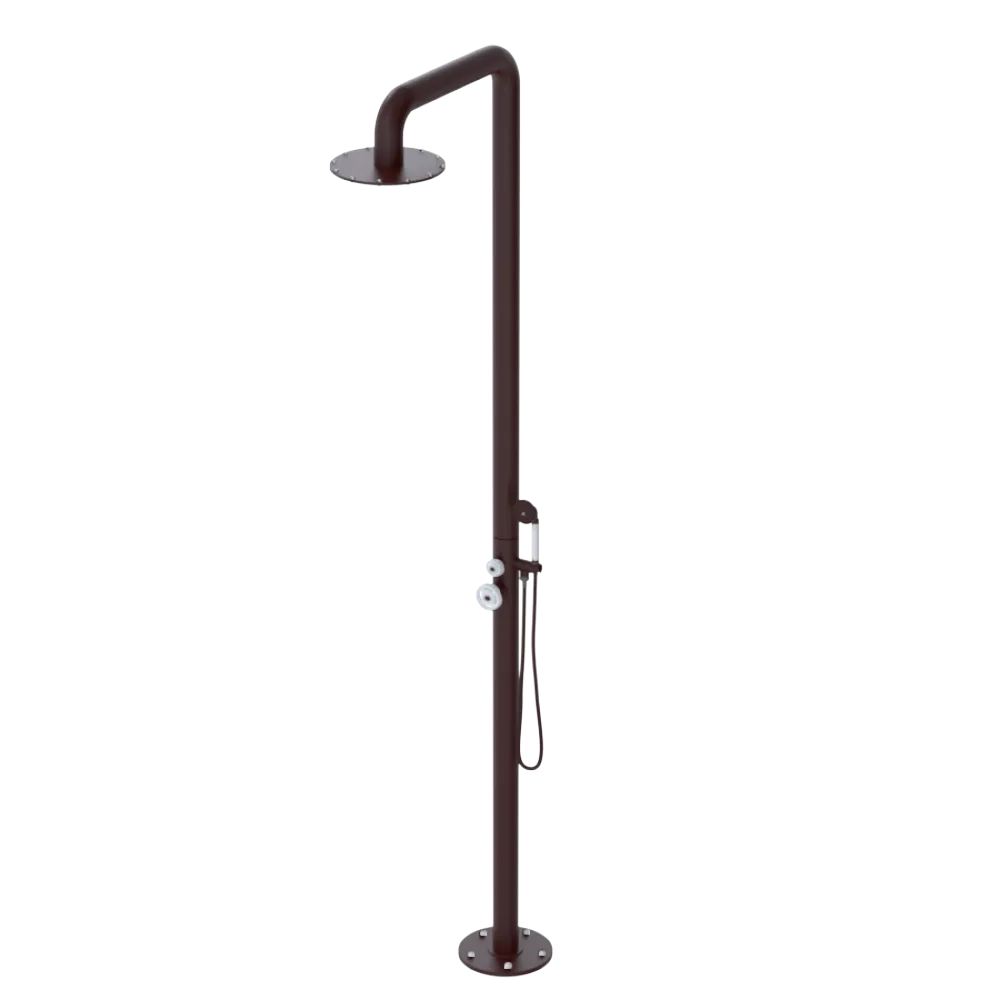 Rubinet Pressure Balance Outdoor Shower with Hand Held Shower & 10" Shower Head - 304 Stainless Steel Bordeaux